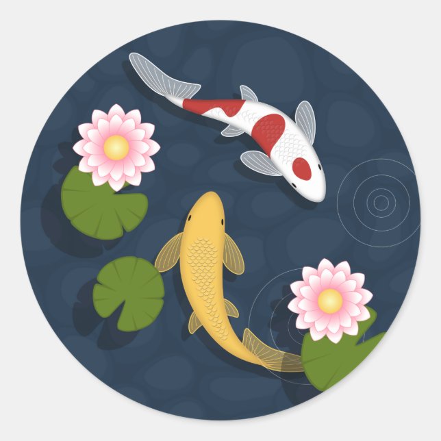 Sticker Rond Paire de poisson japonais Koi (Devant)