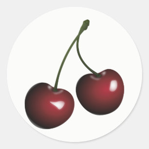 Sticker Rond Paires brillantes douces de cerises rouges