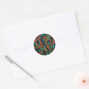 Sticker Rond Paisley haché