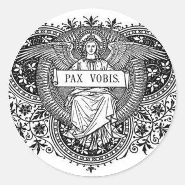 Sticker Rond Paix à vous Pax Vobis Latin Angel (Devant)