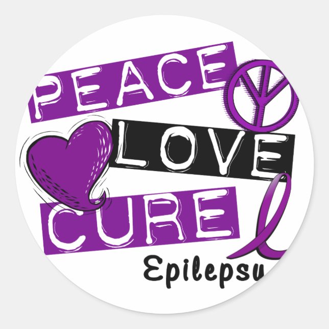 STICKER ROND PAIX AIVE CURE EPILEPSY (Devant)
