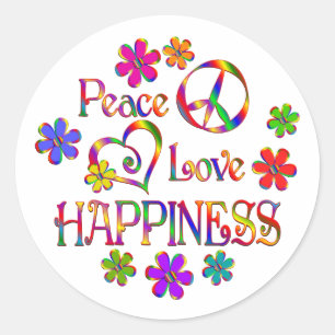 Sticker Rond Paix Amour Bonheur