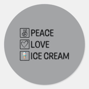 Sticker Rond Paix Amour Glace Drôle Amoureux de Glace Dessert