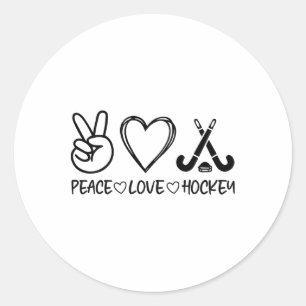 Sticker Rond Paix Amour Hockey
