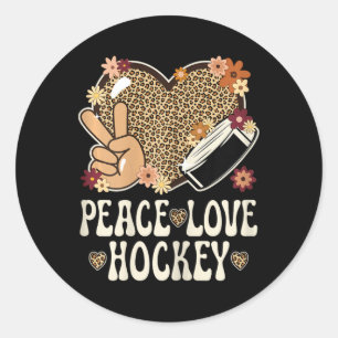 Sticker Rond Paix Amour Hockey Amoureux Imprimé Léopard Filles