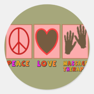 Sticker Rond Paix, Amour, Massage Thérapie