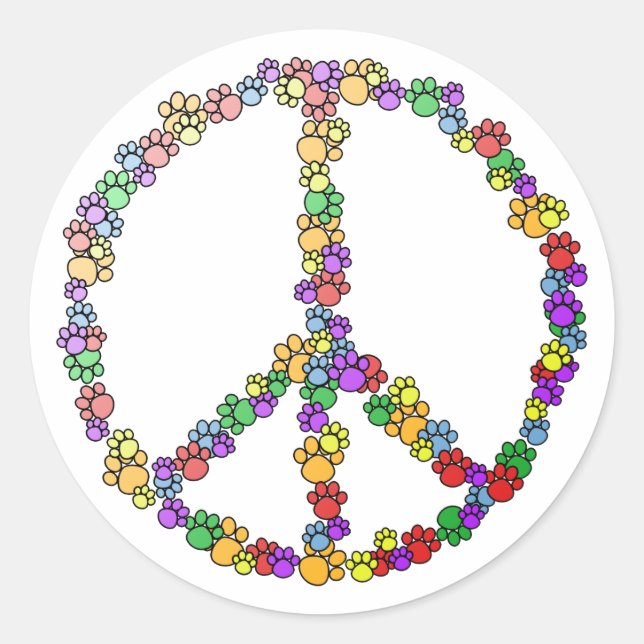 Sticker Rond Paix Amoureux des chiens (Devant)