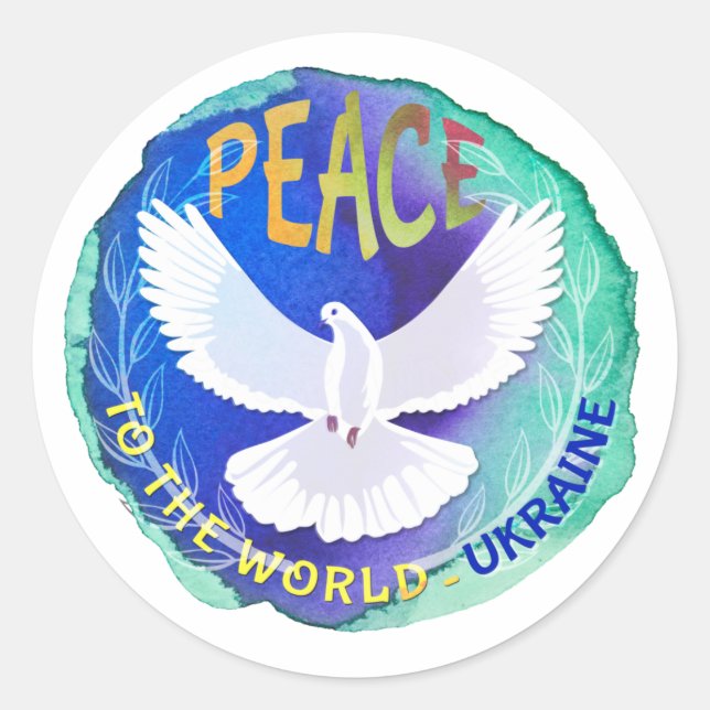 Sticker Rond Paix au monde - Ukraine (Devant)