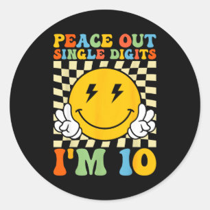 Sticker Rond Paix Chiffres Simples Je Suis 10 Visage Souriant F