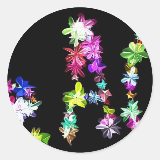 Sticker Rond "PAIX" dans l'art des fleurs Imprimer (Devant)
