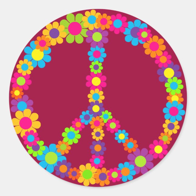 Sticker Rond Paix de l'énergie des fleurs (Devant)