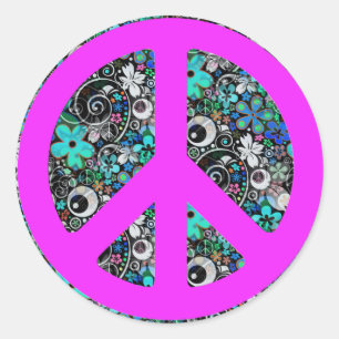 Sticker Rond Paix de l'énergie des fleurs II rose