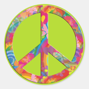 Sticker Rond Paix de l'énergie des fleurs vert clair