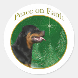 Sticker Rond Paix de rottweiler