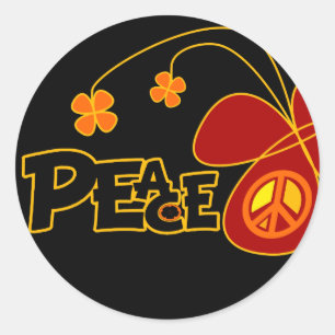 Sticker Rond Paix de symbole de papillon de signe