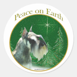 Sticker Rond Paix des Schnauzer miniatures