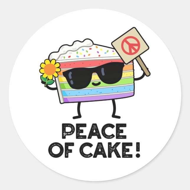Sticker Rond Paix Du Gâteau Amusant Pun De Nourriture (Devant)