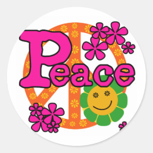 Sticker Rond paix du style 60s
