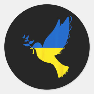 Sticker Rond Paix en Ukraine Colombe. Soutenez l'Ukraine. Souti