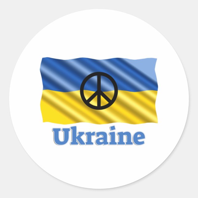 Sticker Rond Paix en Ukraine - Paix & Amour (Devant)