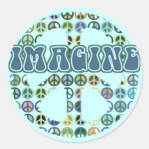 Sticker Rond Paix - imaginez la paix