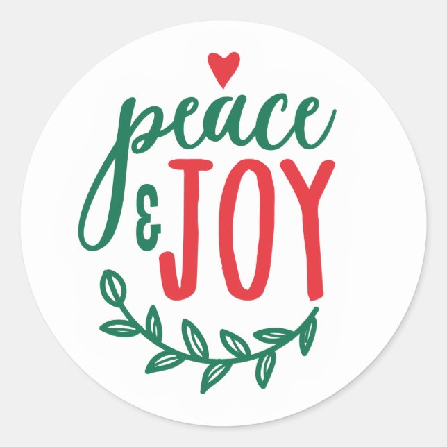 Sticker Rond Paix & Joie - Jolie typographie de Noël (Devant)