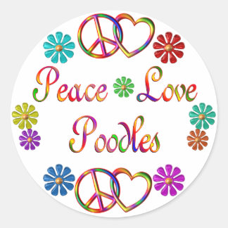 STICKER ROND PAIX LOVE POODLES