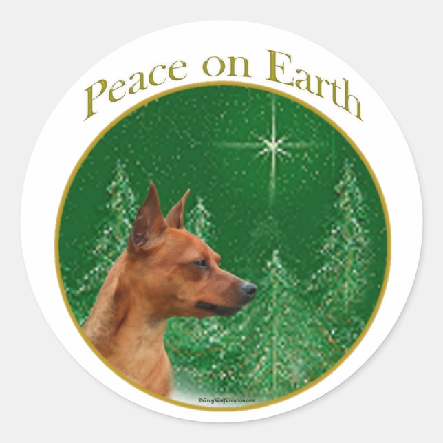 Sticker Rond Paix Miniature Pinscher (Devant)