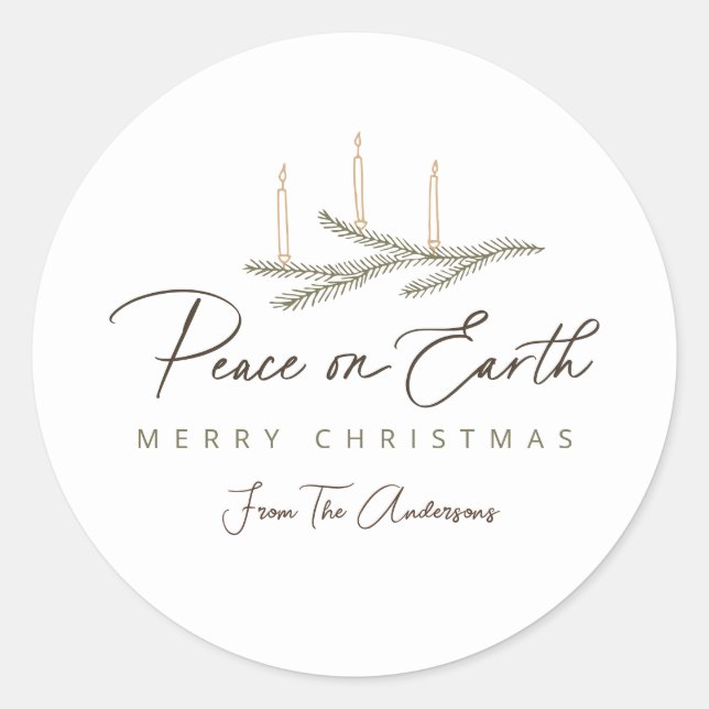 Sticker Rond Paix personnalisée sur Terre Cadeau de Noël (Devant)