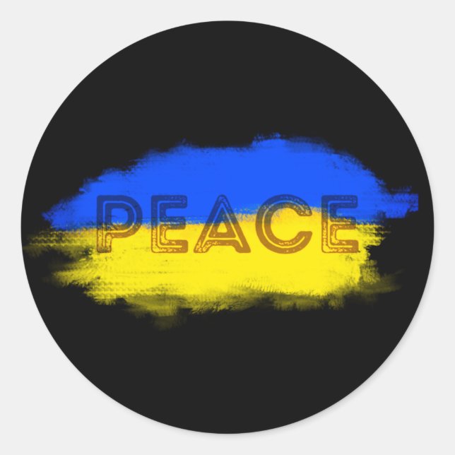 Sticker Rond PAIX pour l'Ukraine Anti-guerre ukrainienne Pas de (Devant)