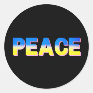 Sticker Rond PAIX pour l'Ukraine Anti-guerre ukrainienne Pas de