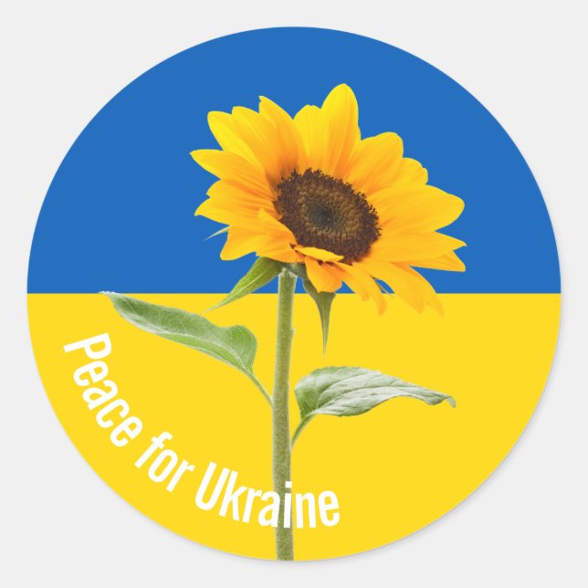 Sticker Rond Paix pour l'Ukraine Drapeau de tournesol Jaune & B (Devant)