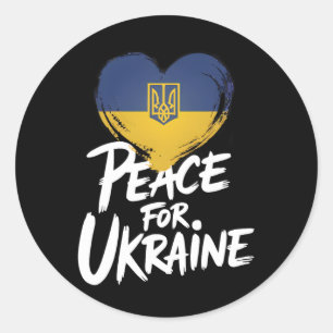 Sticker Rond Paix pour l'Ukraine Drapeau ukrainien Symbole du c