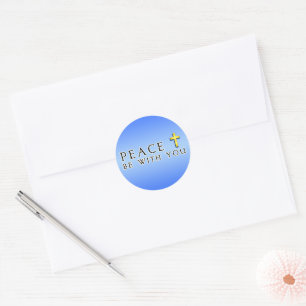 Sticker Rond Paix Soyez avec vous Croix religieuse
