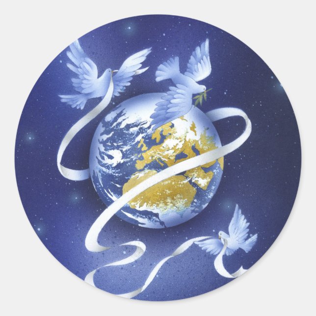Sticker Rond Paix sur terre (Devant)