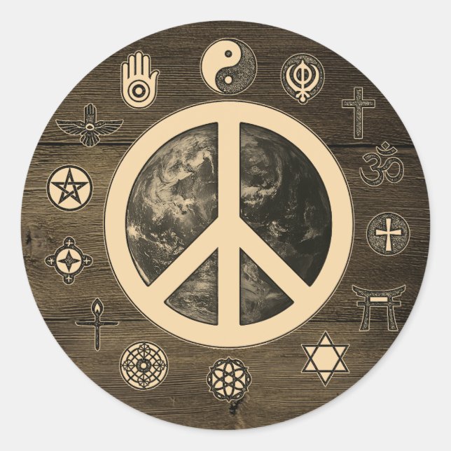 Sticker Rond Paix sur Terre (Devant)