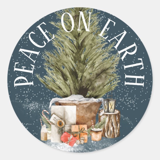 STICKER ROND PAIX SUR TERRE ARBRE DE NOËL (Devant)