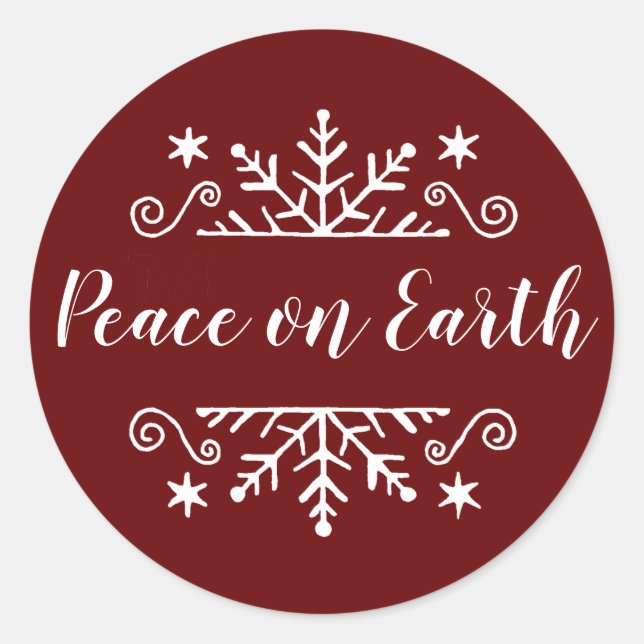 Sticker Rond Paix sur terre avec flocon de neige (Devant)