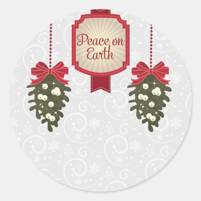 Sticker Rond Paix sur Terre ce Noël (Devant)