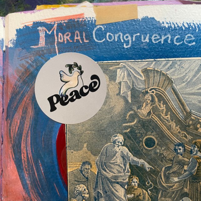 Sticker Rond Paix sur Terre Conception du monde pacifique (Créateur téléchargé)