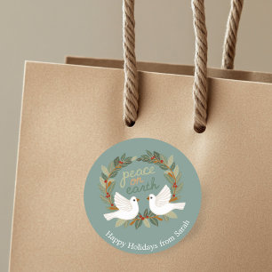 Sticker Rond Paix sur Terre Dotes Noël Fêtes de Noël PERSONNALI