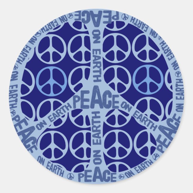 Sticker Rond Paix sur Terre Paix Bleue (Devant)