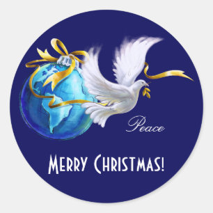 Sticker Rond Paix sur Terre.Stickers de Noël personnalisables