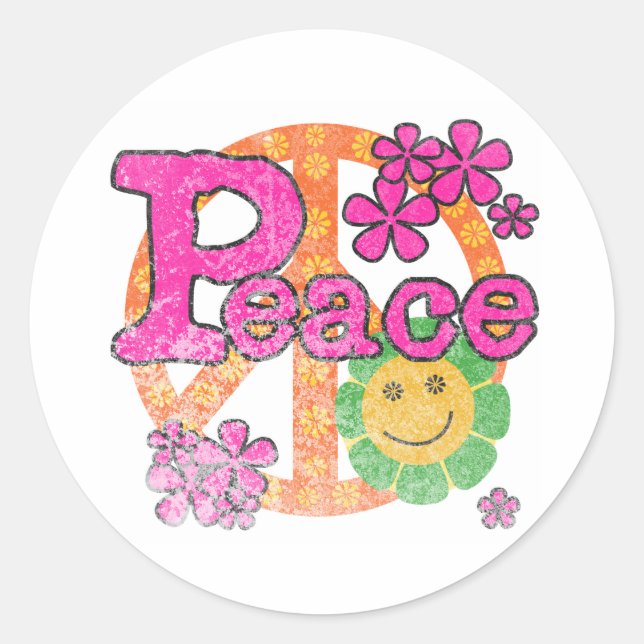 Sticker Rond Paix vintage (Devant)