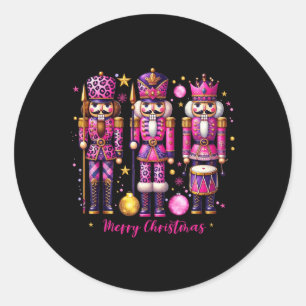 Sticker Rond Pajama de Noël 2024 de Noël rose Léopard