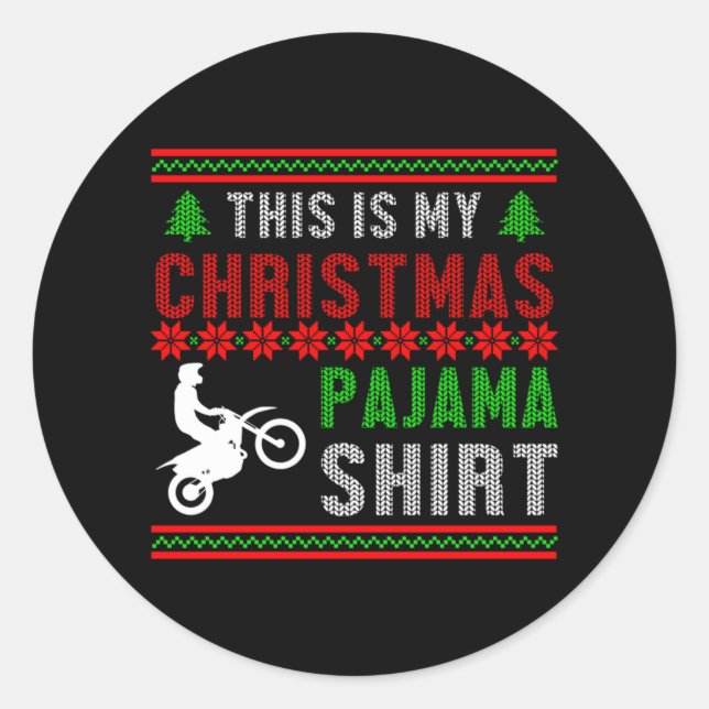 Sticker Rond Pajama de Noël motocross motocross motocross moto  (Devant)