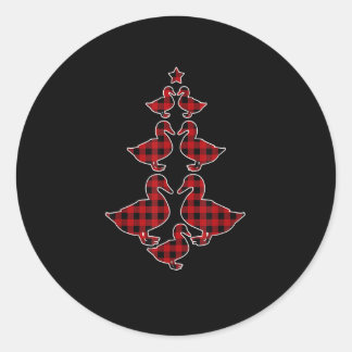 Sticker Rond Pajamas de Noël Arbre de Buffle Rouge Plaqué