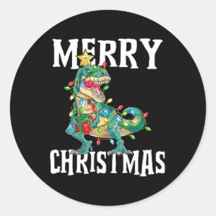 Sticker Rond Pajamas Rex Arbre de Noël Joyeux Noël