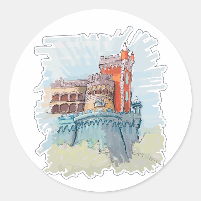 Sticker Rond Palais Pena à Sintra, Portugal (Devant)