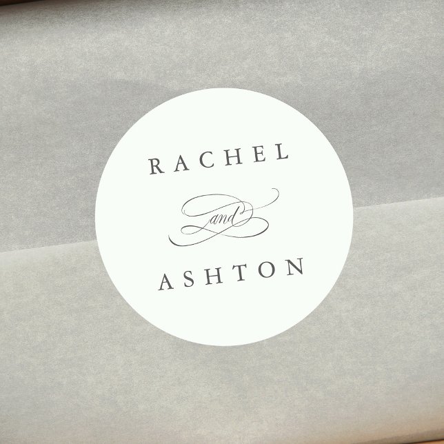 Sticker Rond Pale Green Simple Mariage élégant (Créateur téléchargé)